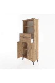 Arges Dolap 3 Raflı Tek Çekmeceli 2 Kapaklı 60x30x163 Çam-Çam