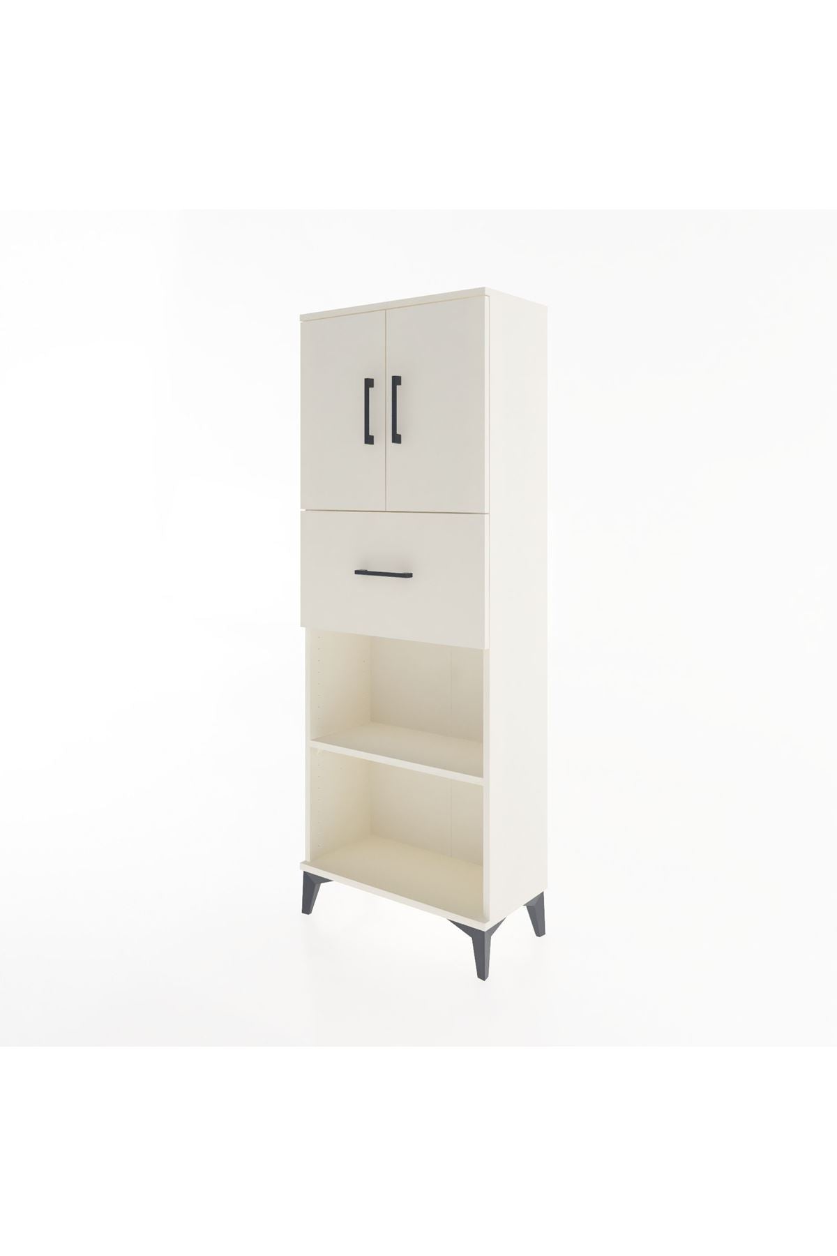 Arges Dolap 3 Raflı Tek Çekmeceli 2 Kapaklı 60x30x163 Aytaşı-Aytaşı