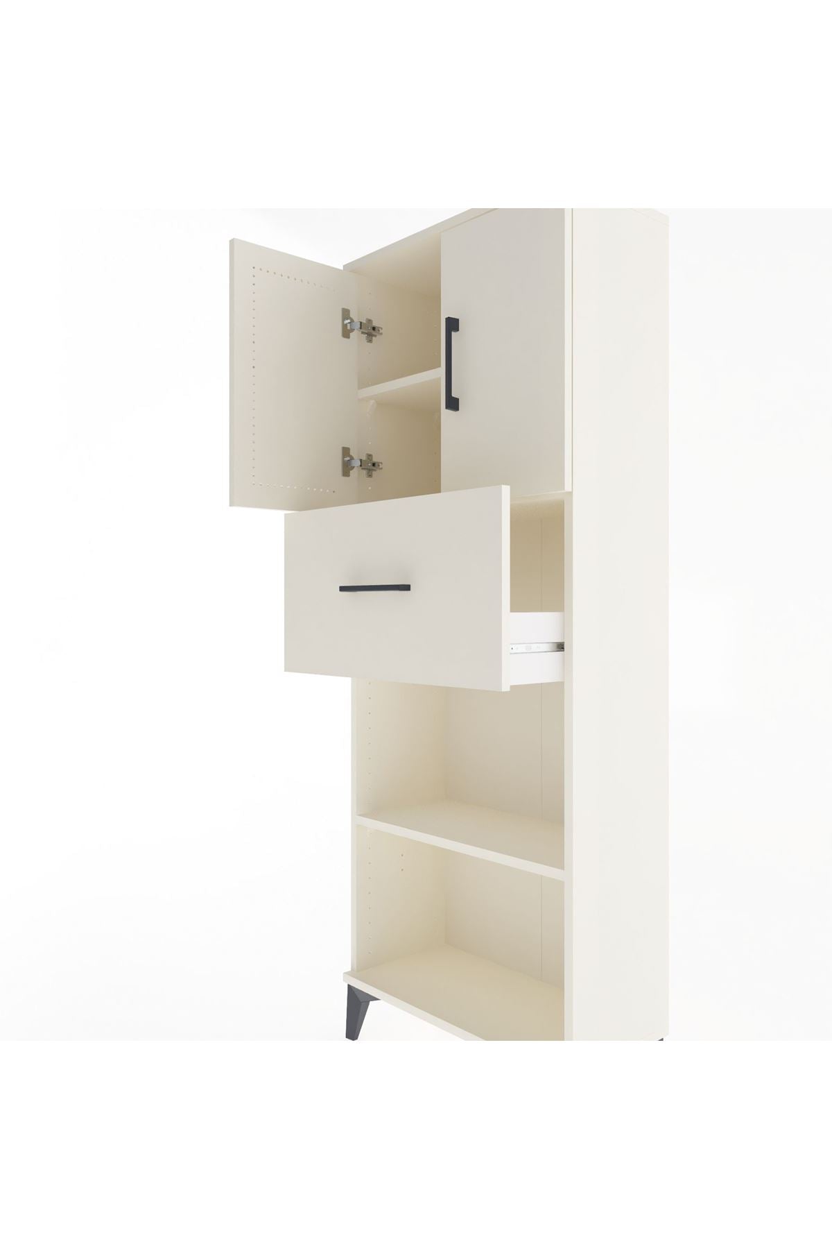 Arges Dolap 3 Raflı Tek Çekmeceli 2 Kapaklı 60x30x163 Aytaşı-Aytaşı