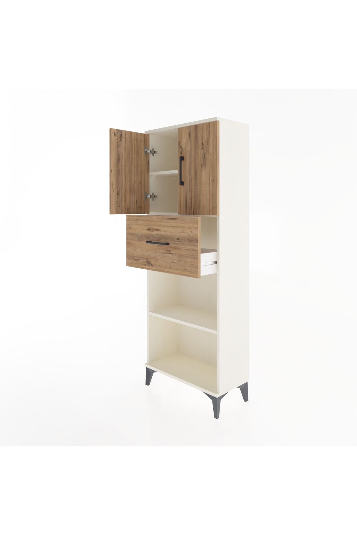 Arges Dolap 3 Raflı Tek Çekmeceli 2 Kapaklı 60x30x163 Aytaşı-Çam