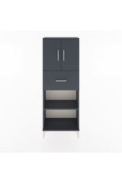 Arges Dolap 3 Raflı Tek Çekmeceli 2 Kapaklı 60x30x163 Antrasit-Antrasit