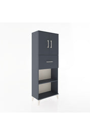 Arges Dolap 3 Raflı Tek Çekmeceli 2 Kapaklı 60x30x163 Antrasit-Antrasit