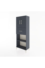 Arges Dolap 3 Raflı Tek Çekmeceli 2 Kapaklı 60x30x163 Antrasit-Antrasit
