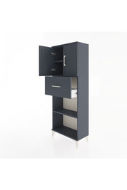 Arges Dolap 3 Raflı Tek Çekmeceli 2 Kapaklı 60x30x163 Antrasit-Antrasit
