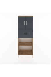 Arges Dolap 3 Raflı Tek Çekmeceli 2 Kapaklı 60x30x163 Çam-Antrasit