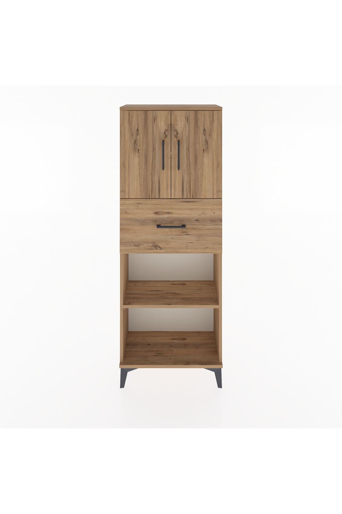 Arges Dolap 3 Raflı Tek Çekmeceli 2 Kapaklı 60x30x163 Çam-Çam