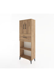 Arges Dolap 3 Raflı Tek Çekmeceli 2 Kapaklı 60x30x163 Çam-Çam