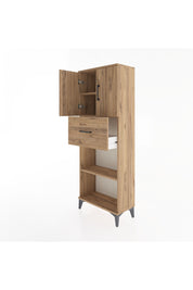 Arges Dolap 3 Raflı Tek Çekmeceli 2 Kapaklı 60x30x163 Çam-Çam