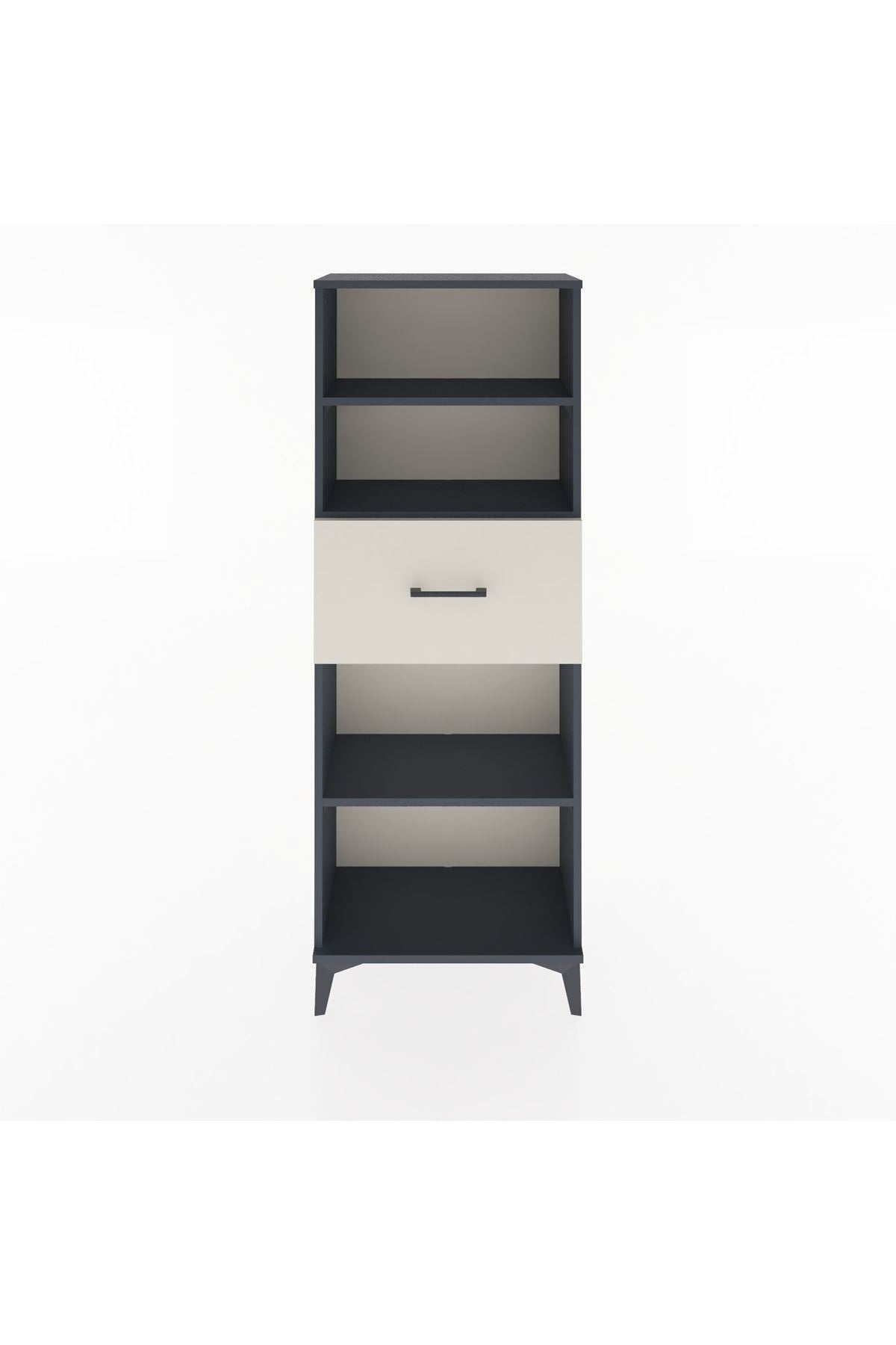 Arges Dolap 3 Raflı Tek Çekmeceli 60x30x163 Antrasit-Aytaşı