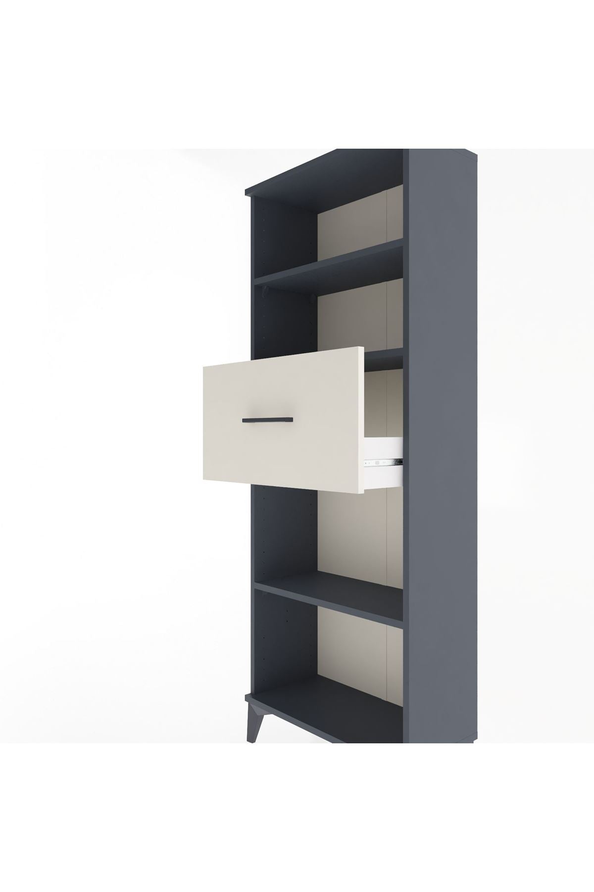 Arges Dolap 3 Raflı Tek Çekmeceli 60x30x163 Antrasit-Aytaşı