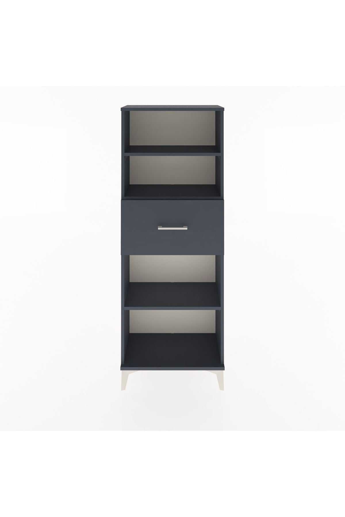 Arges Dolap 3 Raflı Tek Çekmeceli 60x30x163 Antrasit-Antrasit