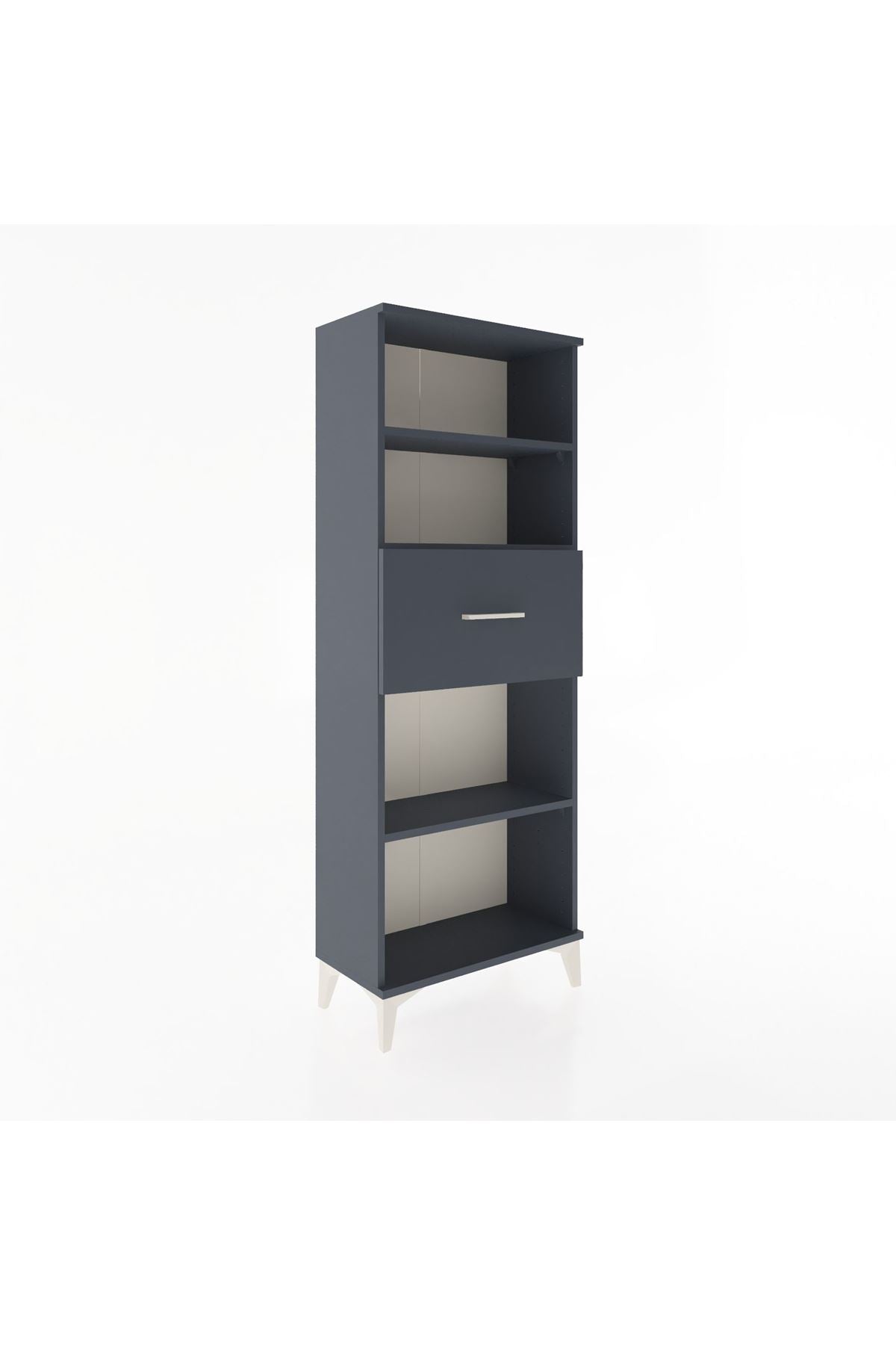 Arges Dolap 3 Raflı Tek Çekmeceli 60x30x163 Antrasit-Antrasit