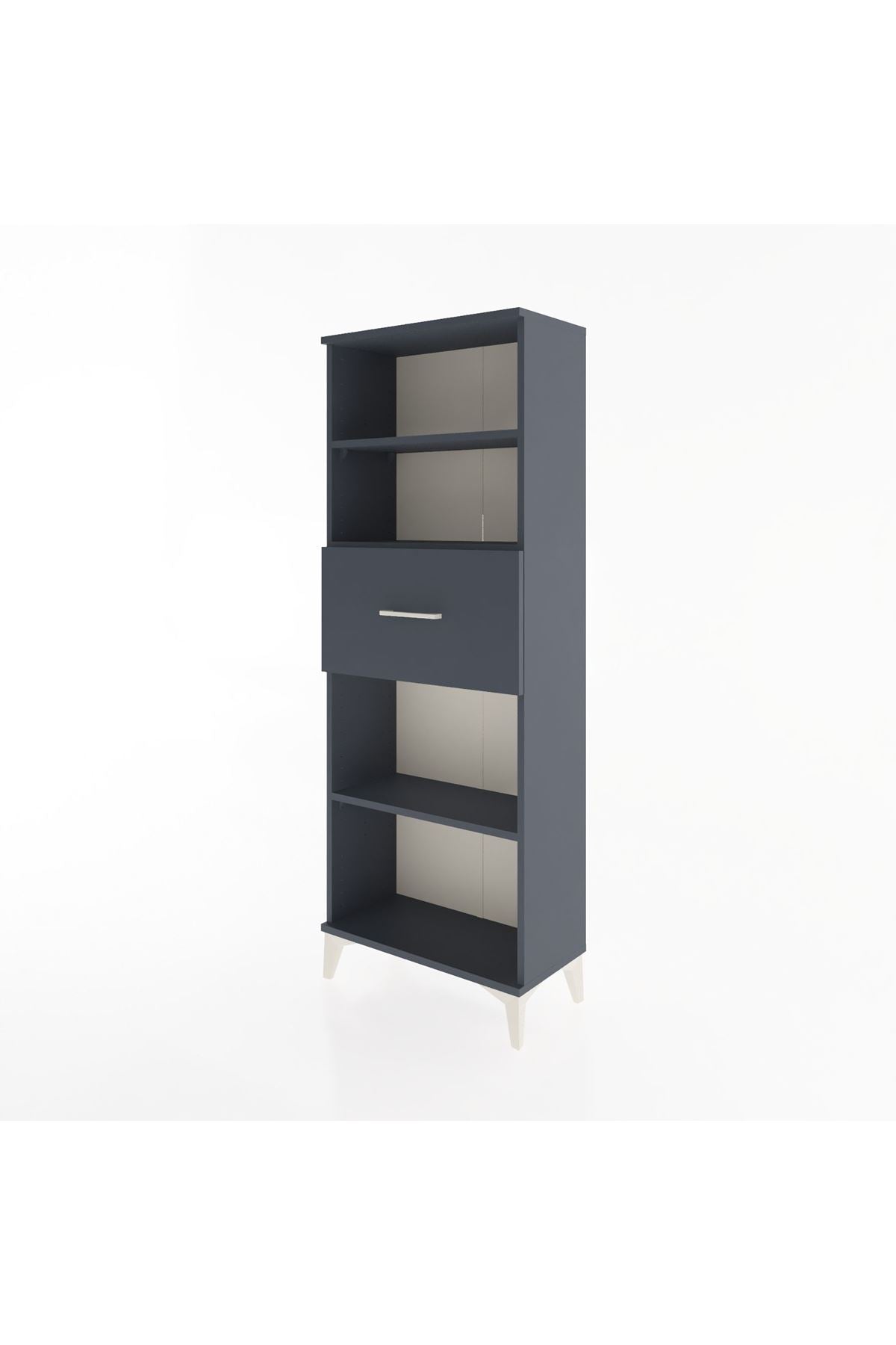 Arges Dolap 3 Raflı Tek Çekmeceli 60x30x163 Antrasit-Antrasit