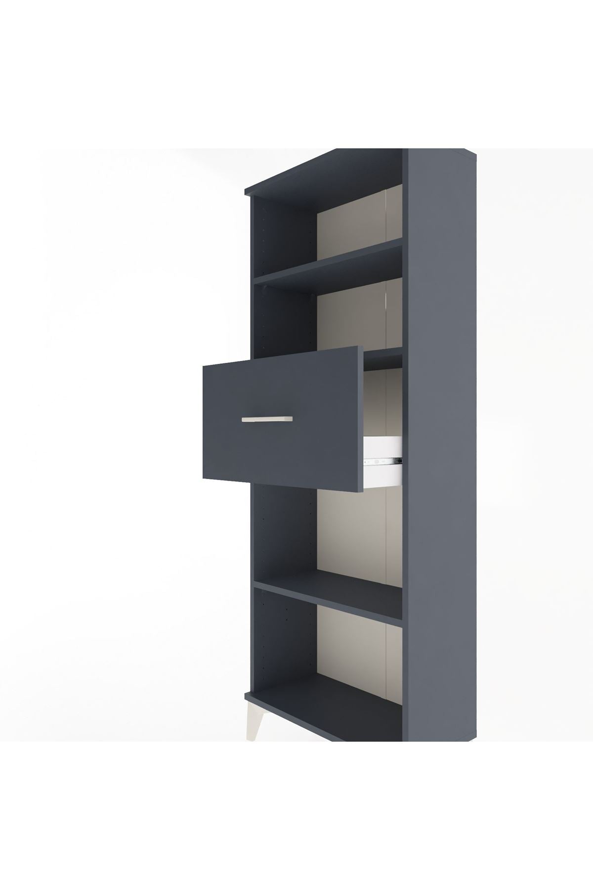 Arges Dolap 3 Raflı Tek Çekmeceli 60x30x163 Antrasit-Antrasit