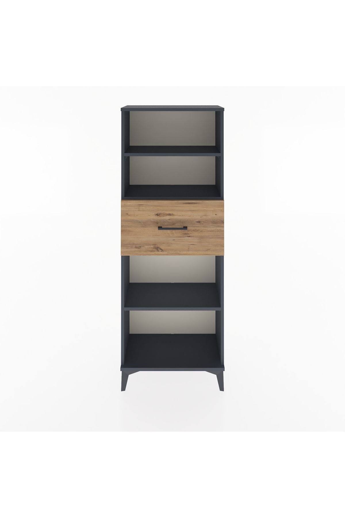 Arges Dolap 3 Raflı Tek Çekmeceli 60x30x163 Antrasit-Çam