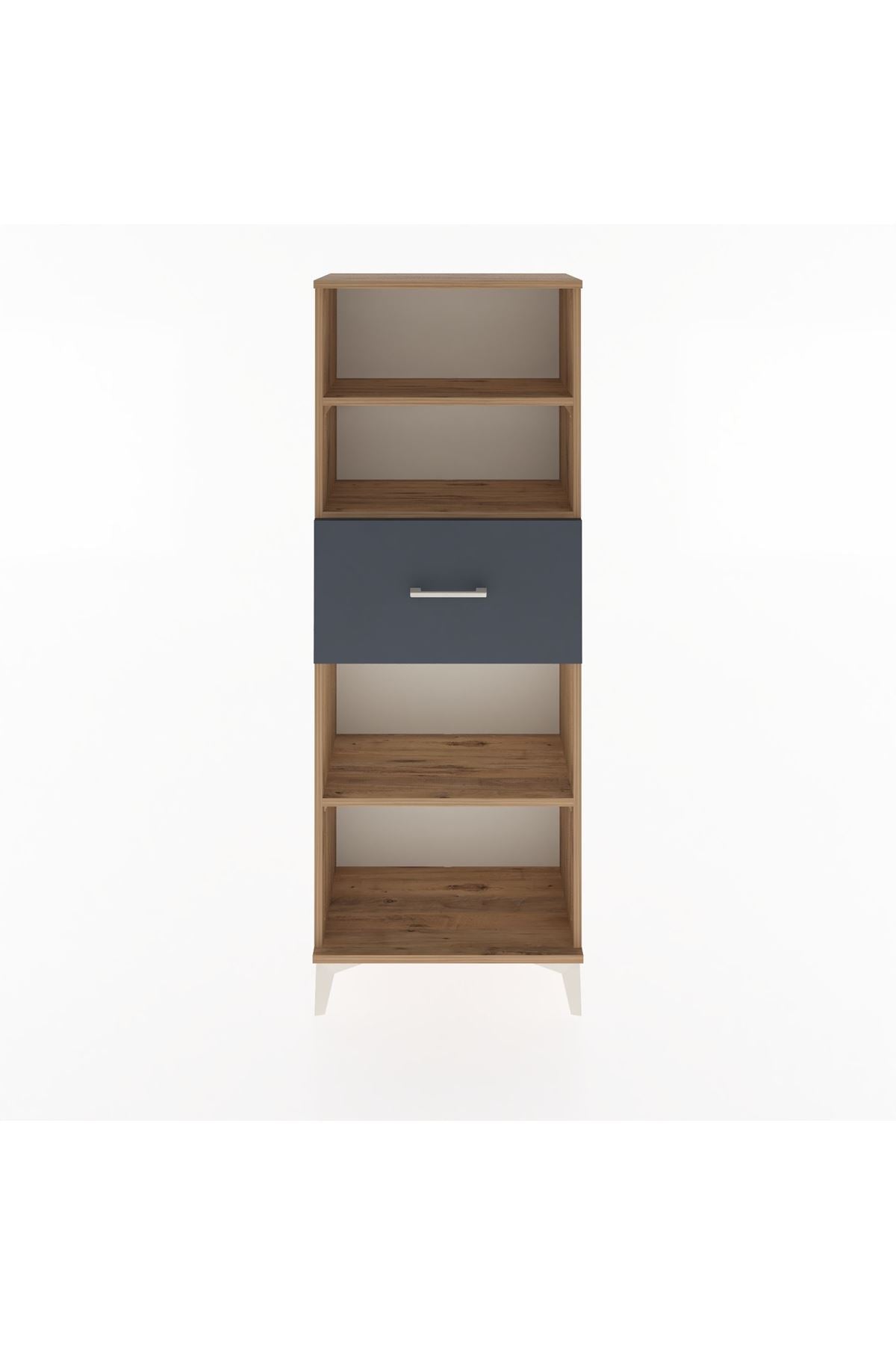 Arges Dolap 3 Raflı Tek Çekmeceli 60x30x163 Çam-Antrasit