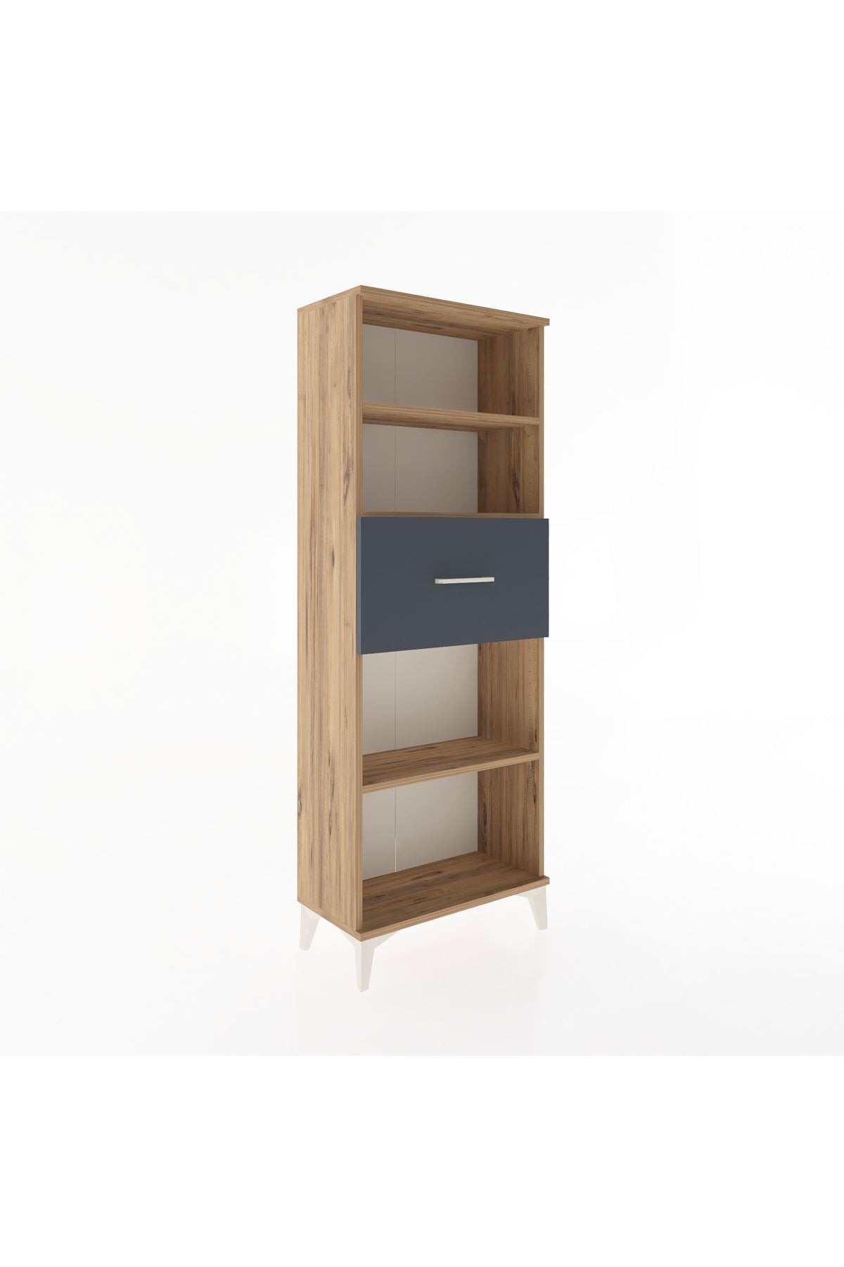 Arges Dolap 3 Raflı Tek Çekmeceli 60x30x163 Çam-Antrasit