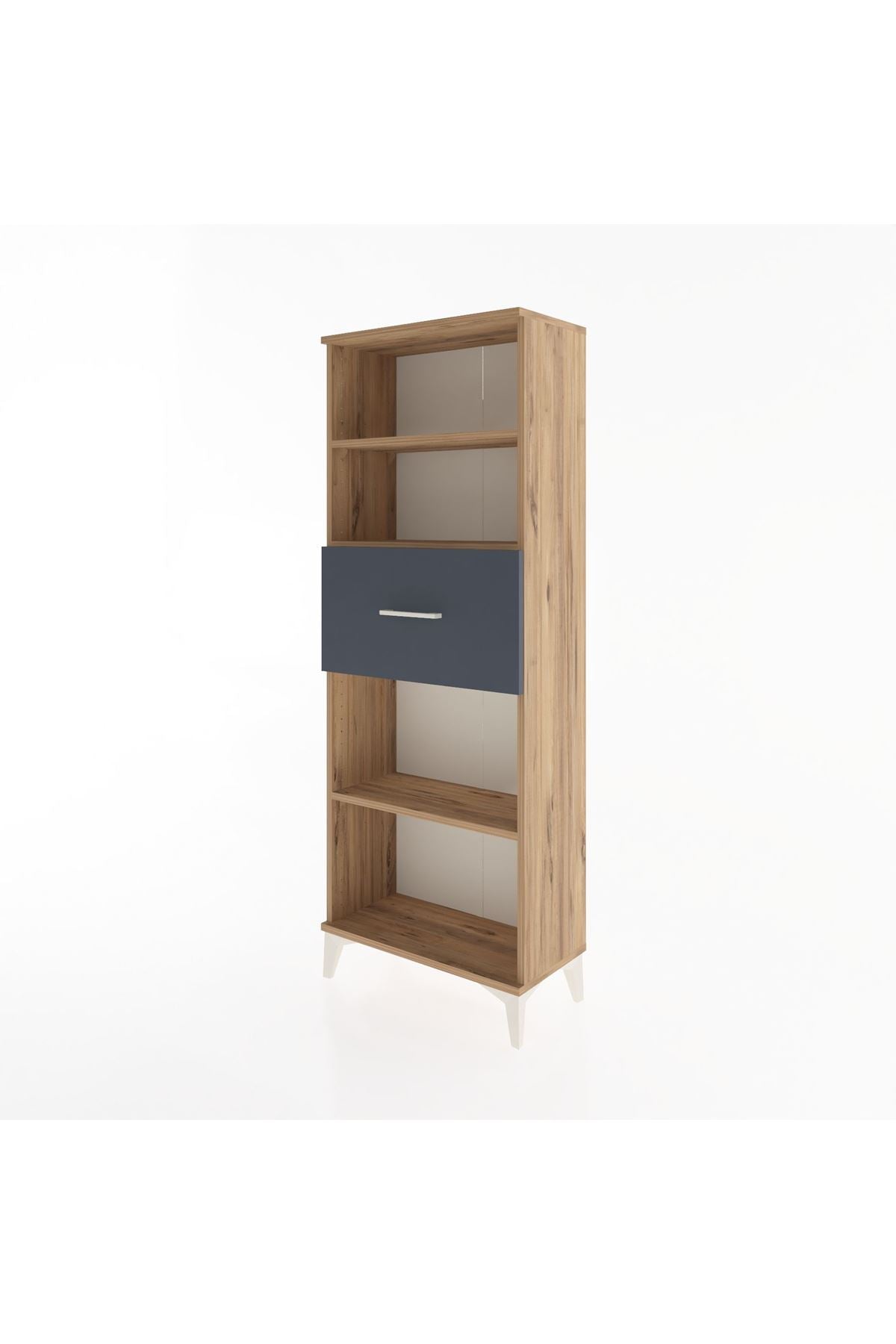 Arges Dolap 3 Raflı Tek Çekmeceli 60x30x163 Çam-Antrasit