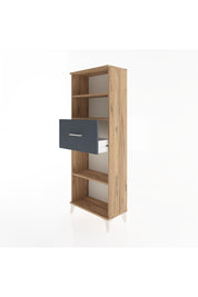 Arges Dolap 3 Raflı Tek Çekmeceli 60x30x163 Çam-Antrasit