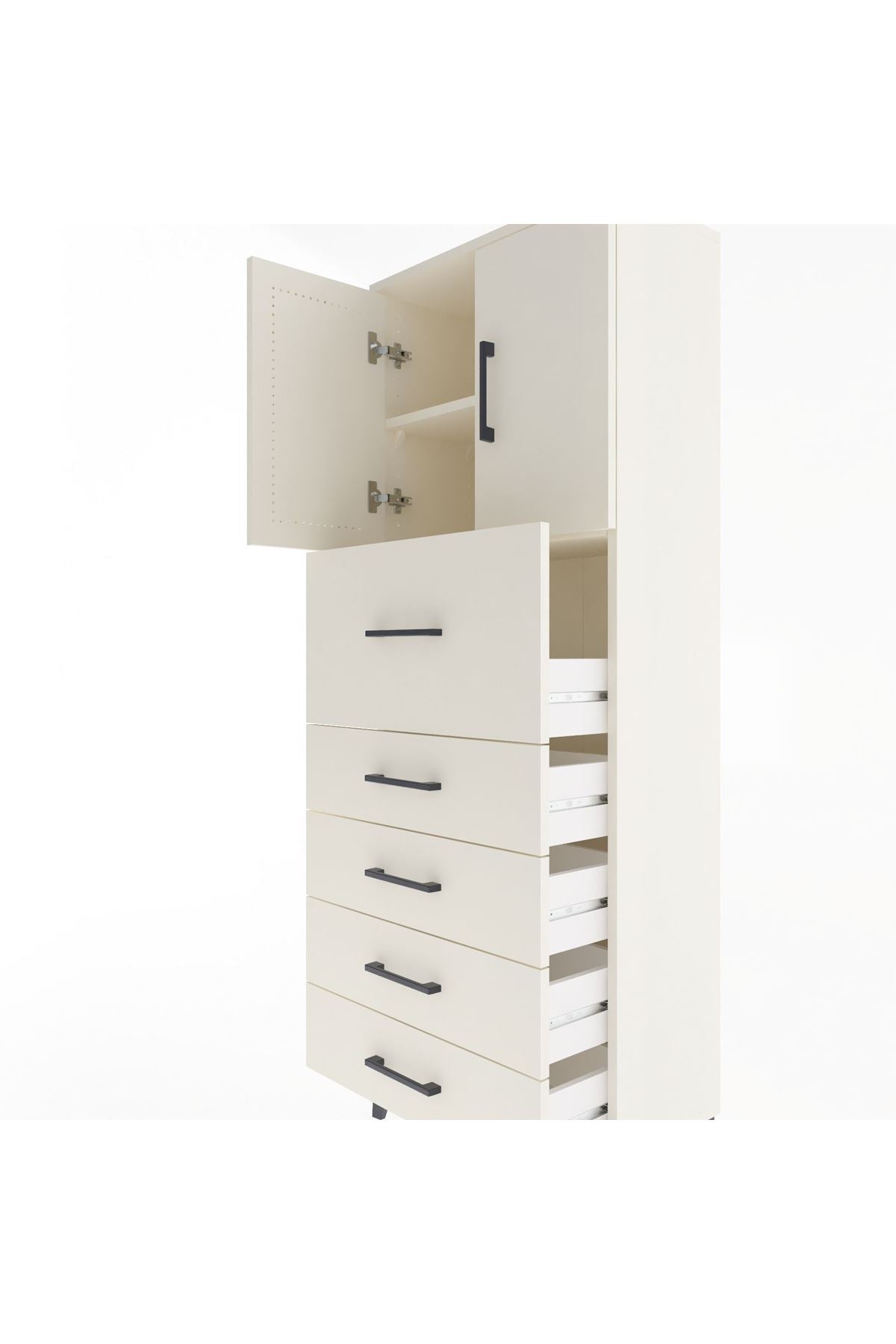 Arges Dolap 2 Raflı 5 Çekmeceli 2 Kapaklı 60x30x163 Aytaşı-Aytaşı