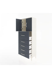 Arges Dolap 2 Raflı 5 Çekmeceli 2 Kapaklı 60x30x163 Aytaşı-Antrasit