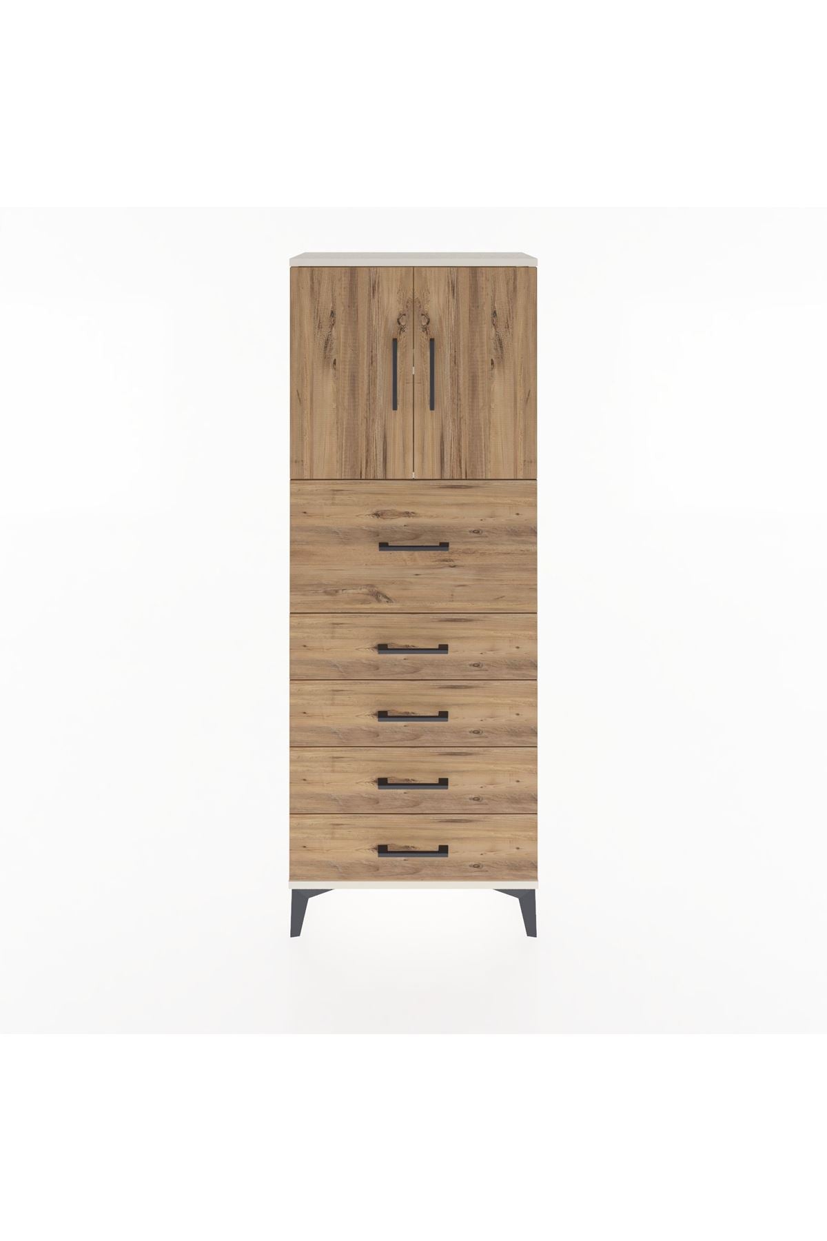 Arges Dolap 2 Raflı 5 Çekmeceli 2 Kapaklı 60x30x163 Aytaşı-Çam