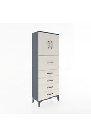 Arges Dolap 2 Raflı 5 Çekmeceli 2 Kapaklı 60x30x163 Antrasit-Aytaşı
