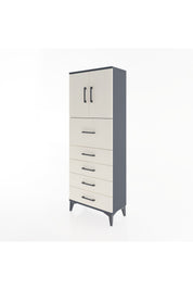Arges Dolap 2 Raflı 5 Çekmeceli 2 Kapaklı 60x30x163 Antrasit-Aytaşı
