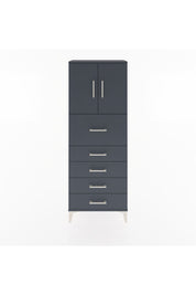 Arges Dolap 2 Raflı 5 Çekmeceli 2 Kapaklı 60x30x163 Antrasit-Antrasit