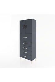 Arges Dolap 2 Raflı 5 Çekmeceli 2 Kapaklı 60x30x163 Antrasit-Antrasit