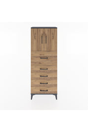 Arges Dolap 2 Raflı 5 Çekmeceli 2 Kapaklı 60x30x163 Antrasit-Çam