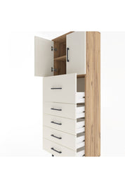Arges Dolap 2 Raflı 5 Çekmeceli 2 Kapaklı 60x30x163 Çam-Aytaşı