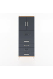 Arges Dolap 2 Raflı 5 Çekmeceli 2 Kapaklı 60x30x163 Çam-Antrasit