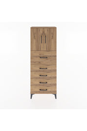 Arges Dolap 2 Raflı 5 Çekmeceli 2 Kapaklı 60x30x163 Çam-Çam