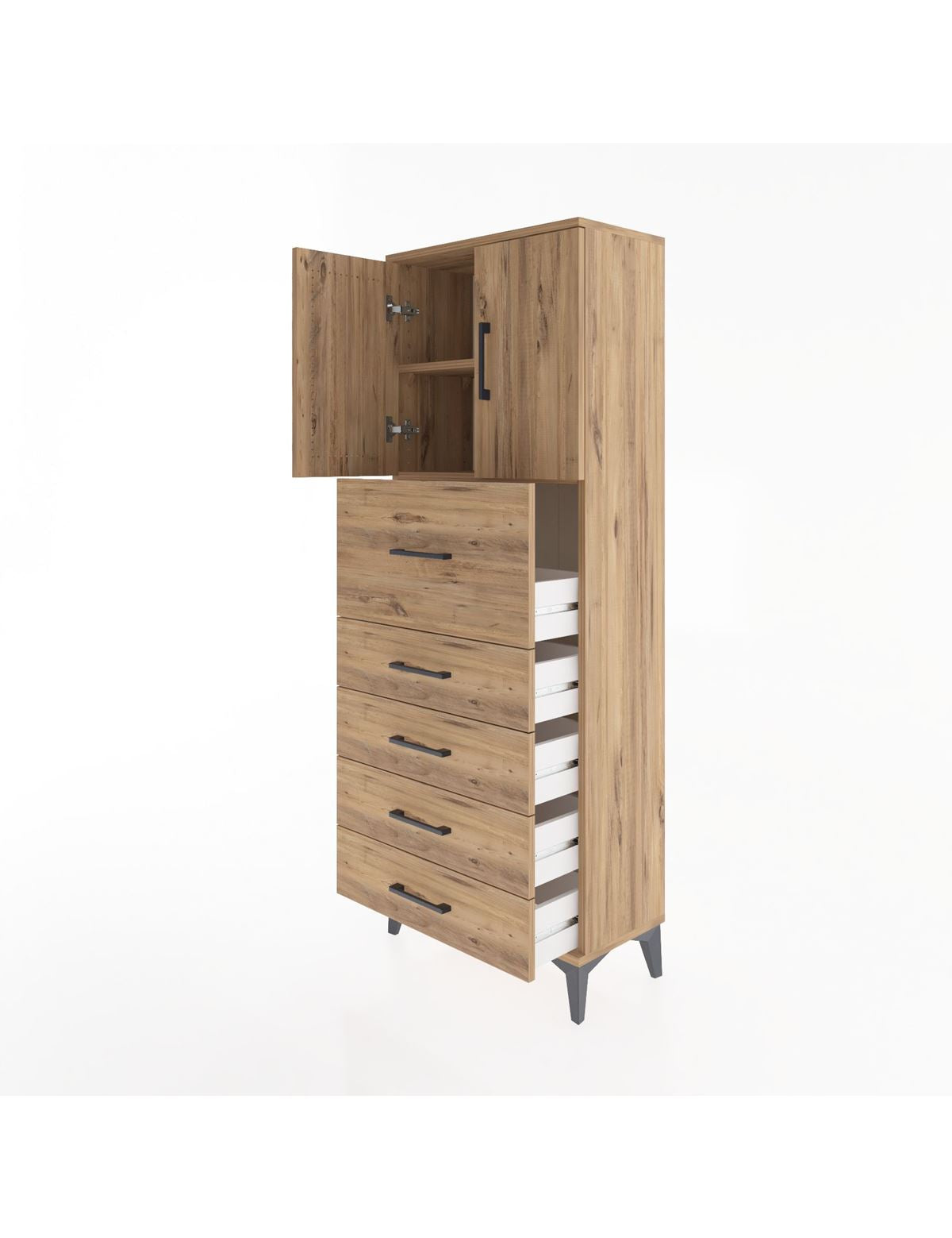 Arges Dolap 2 Raflı 5 Çekmeceli 2 Kapaklı 60x30x163 - S20M045V9A