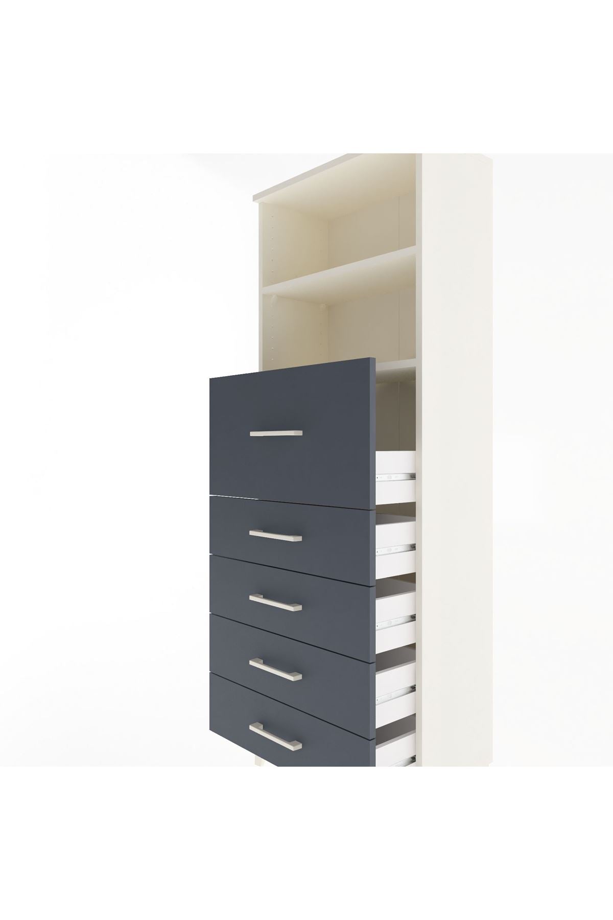 Arges Dolap 2 Raflı 5 Çekmeceli 60x30x163 Aytaşı-Antrasit