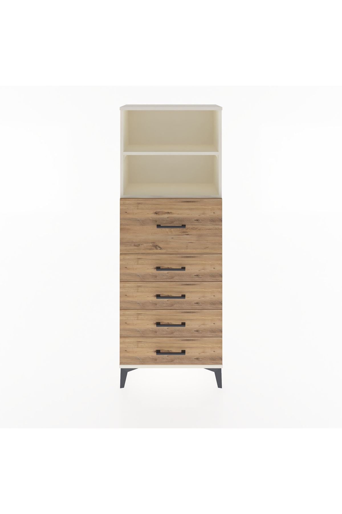 Arges Dolap 2 Raflı 5 Çekmeceli 60x30x163 Aytaşı-Çam