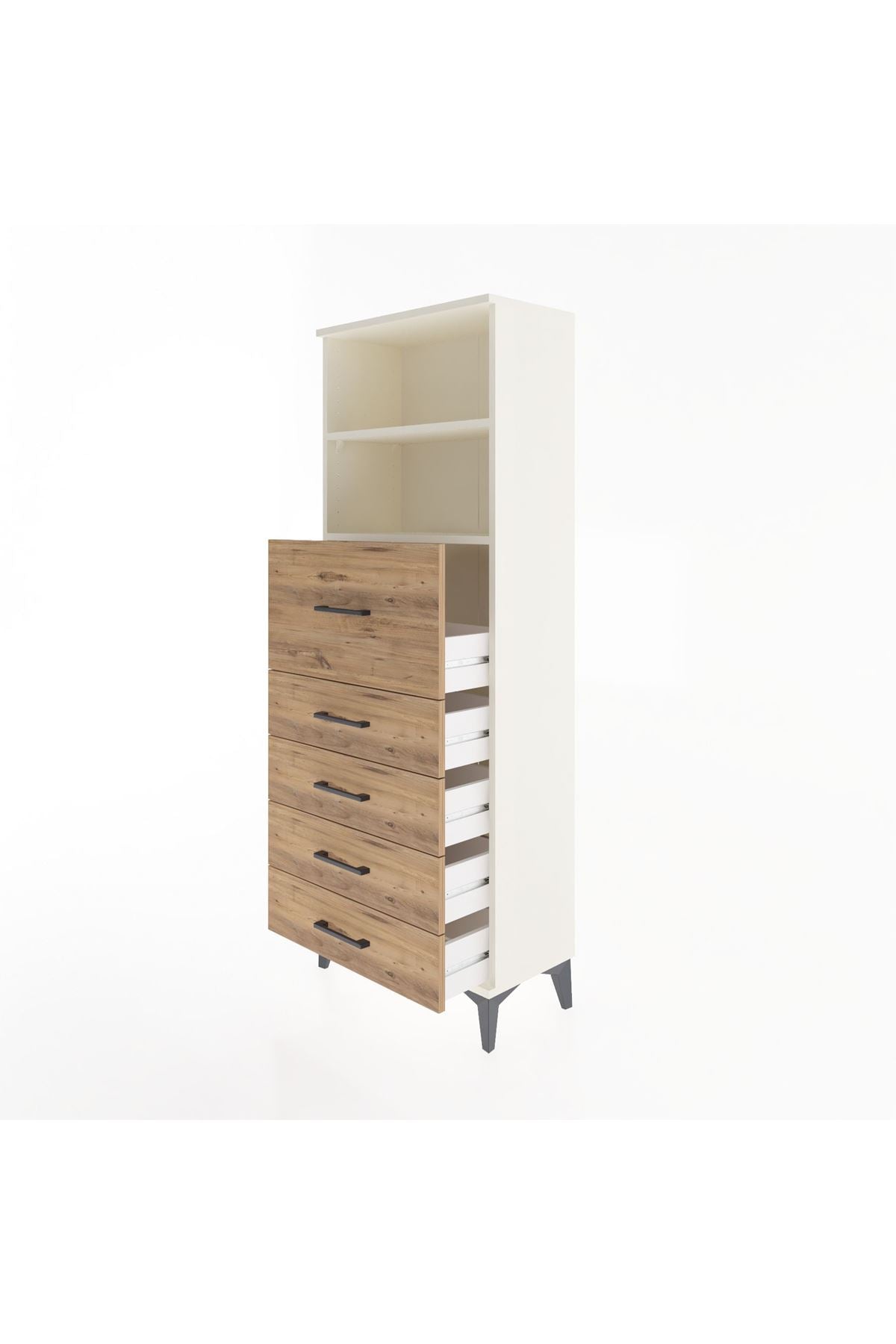 Arges Dolap 2 Raflı 5 Çekmeceli 60x30x163 Aytaşı-Çam