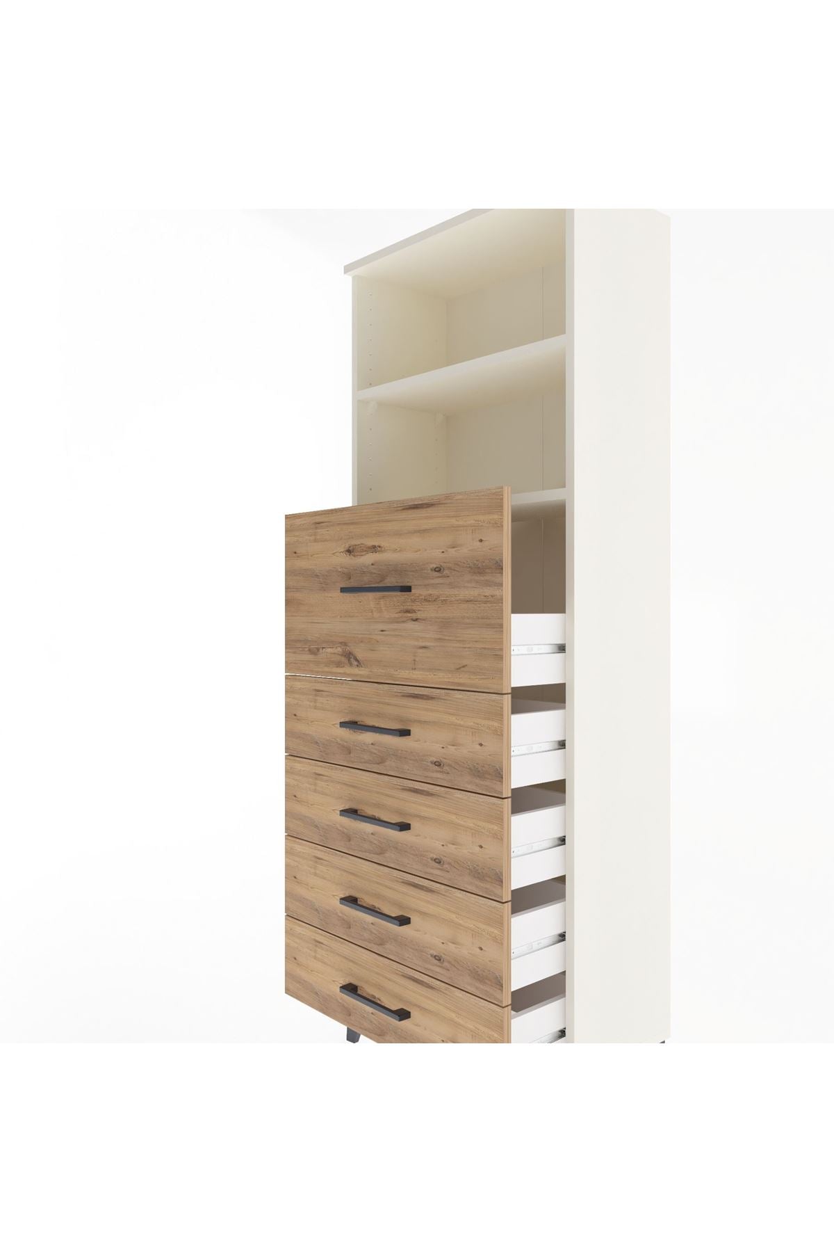 Arges Dolap 2 Raflı 5 Çekmeceli 60x30x163 Aytaşı-Çam