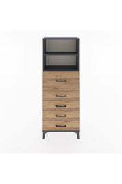 Arges Dolap 2 Raflı 5 Çekmeceli 60x30x163 Antrasit-Çam