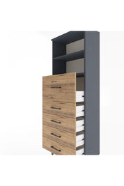 Arges Dolap 2 Raflı 5 Çekmeceli 60x30x163 Antrasit-Çam