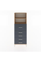 Arges Dolap 2 Raflı 5 Çekmeceli 60x30x163 Çam-Antrasit