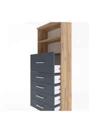 Arges Dolap 2 Raflı 5 Çekmeceli 60x30x163 Çam-Antrasit