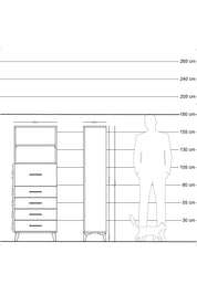 Arges Dolap 2 Raflı 5 Çekmeceli 60x30x163 Çam-Antrasit