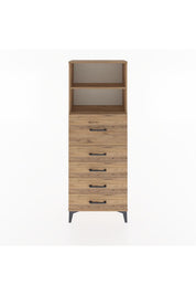 Arges Dolap 2 Raflı 5 Çekmeceli 60x30x163 Çam-Çam