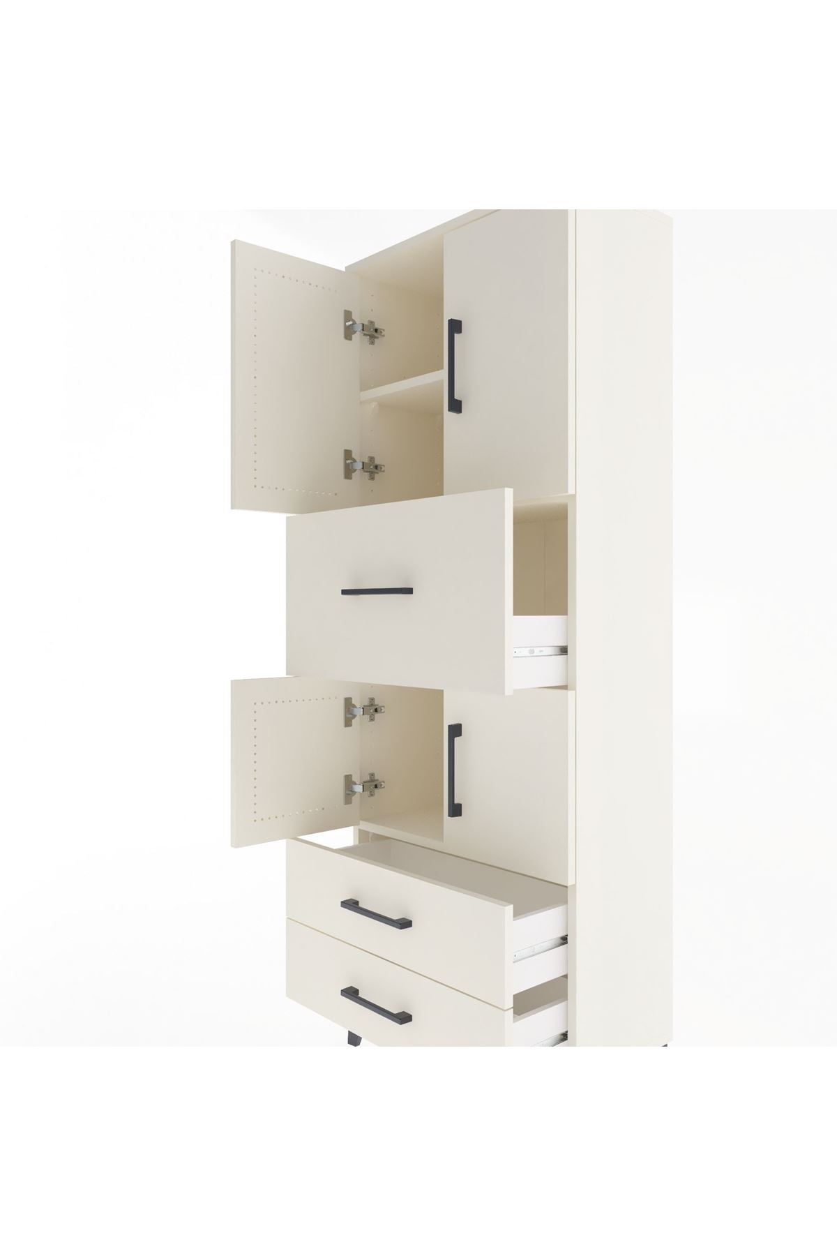 Arges Dolap 3 Raflı 3 Çekmeceli 4 Kapaklı 60x30x163 Aytaşı-Aytaşı