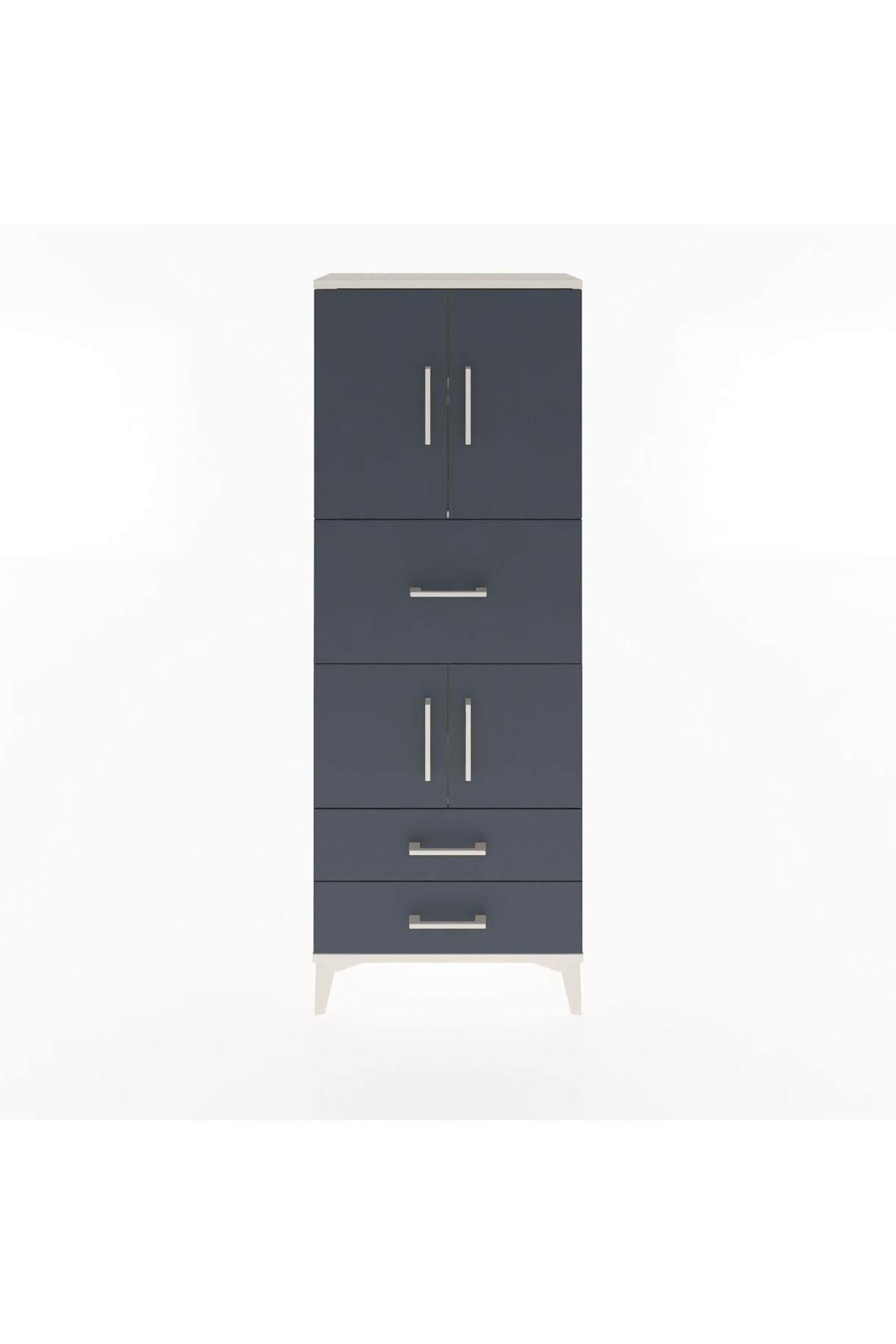 Arges Dolap 3 Raflı 3 Çekmeceli 4 Kapaklı 60x30x163 Aytaşı-Antrasit