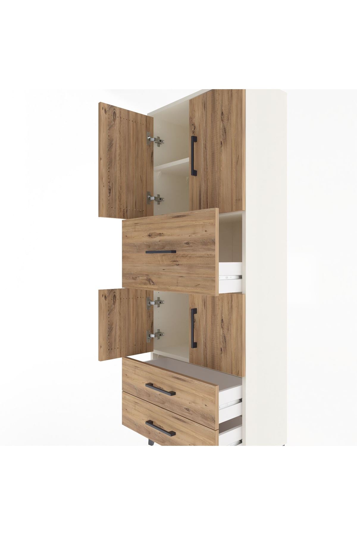 Arges Dolap 3 Raflı 3 Çekmeceli 4 Kapaklı 60x30x163 Aytaşı-Çam