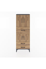 Arges Dolap 3 Raflı 3 Çekmeceli 4 Kapaklı 60x30x163 Antrasit-Çam