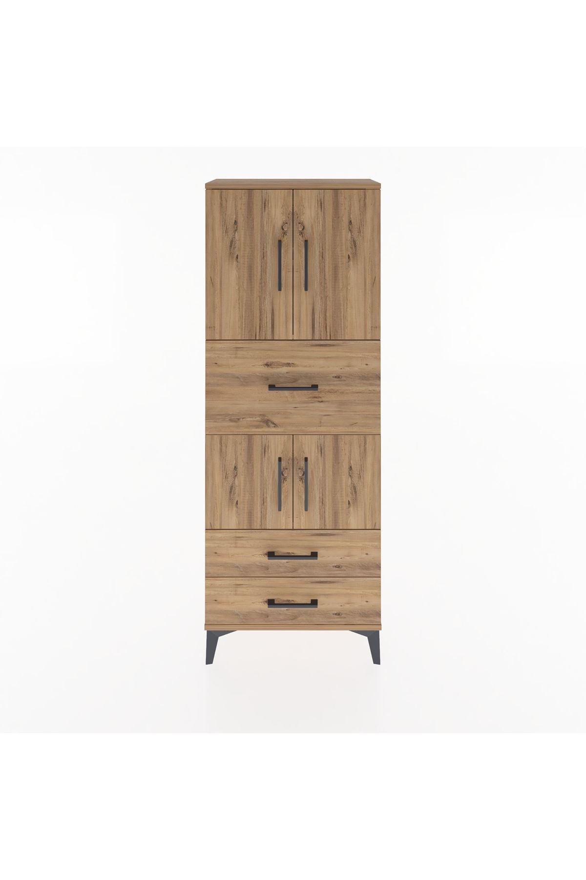 Arges Dolap 3 Raflı 3 Çekmeceli 4 Kapaklı 60x30x163 Çam-Çam